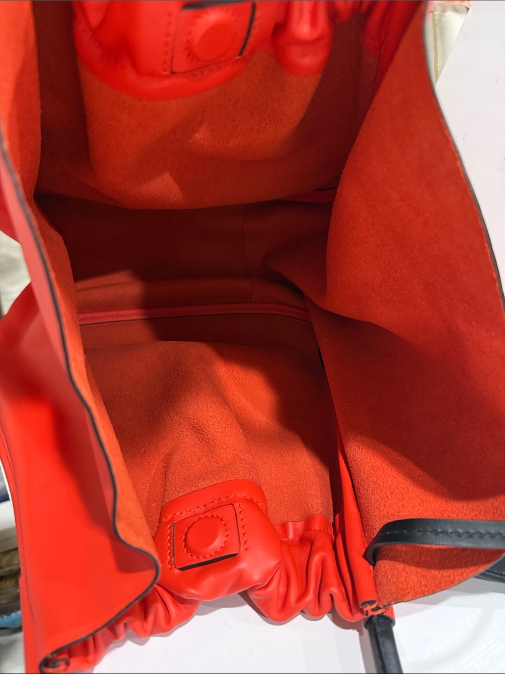 Proenza Schouler Orange Tote Calfskin Bag Snap Closure with Black Wrist Pouch - Picture 8 of 14